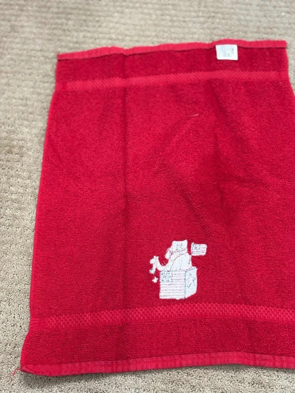St Mary’s Red Hand Towel with Patriotic Cat Embroidery